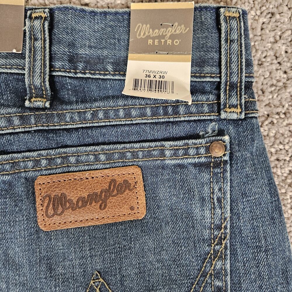 Wrangler Retro Slim Boot Jeans Men's 36X30 Blue Western Cowboy Ranchwear - Picture 3 of 11